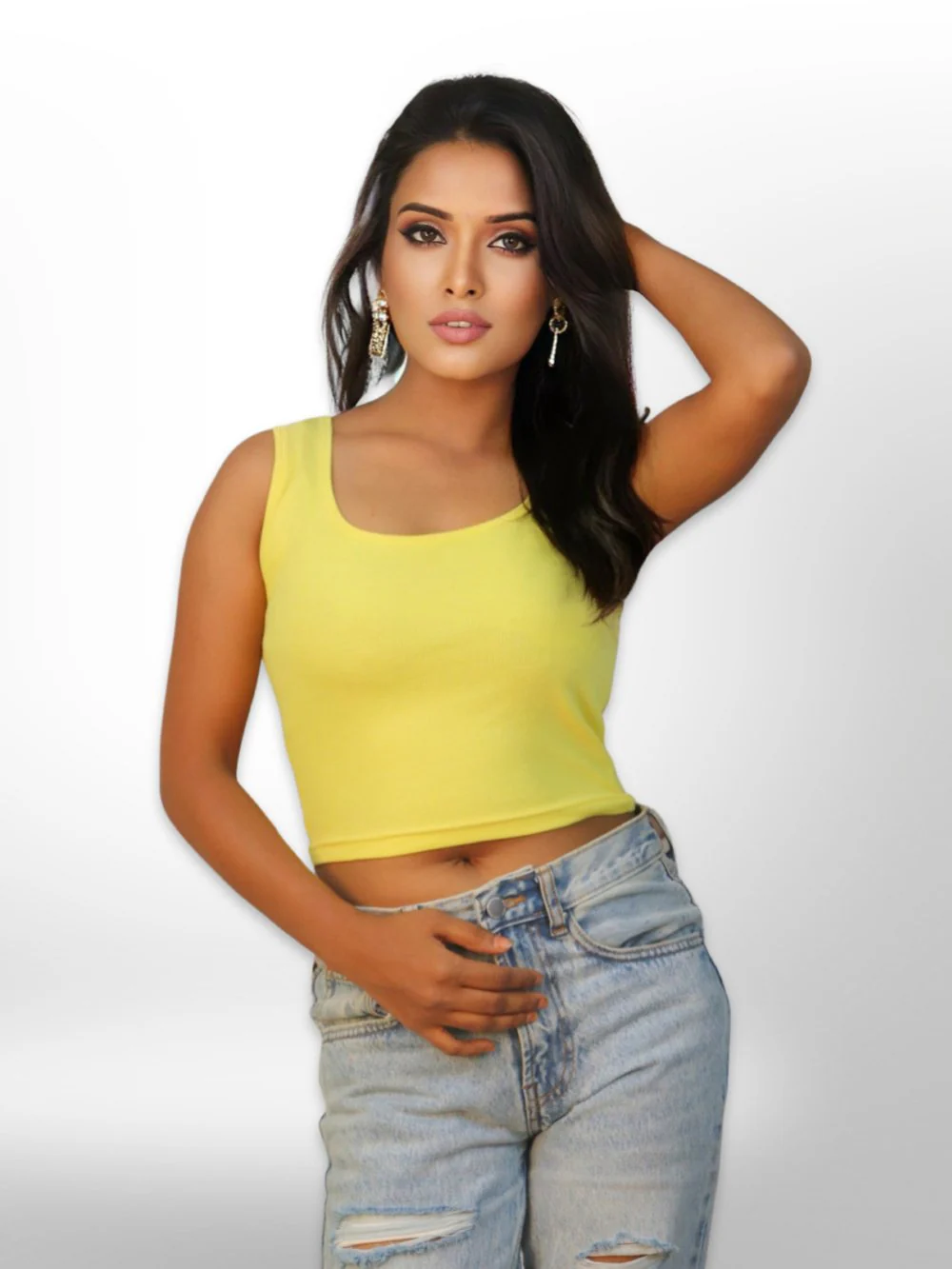 Women's Tank Casual Plain Rib Crop Tops - Image 4