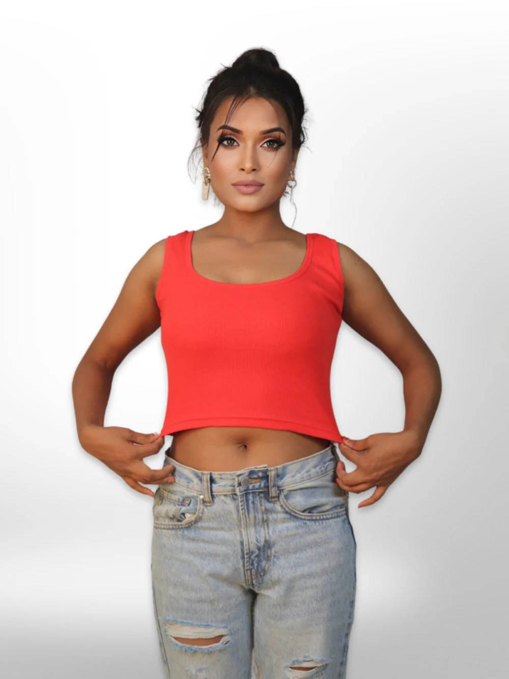 Women's Tank Casual Plain Rib Crop Tops - Image 6