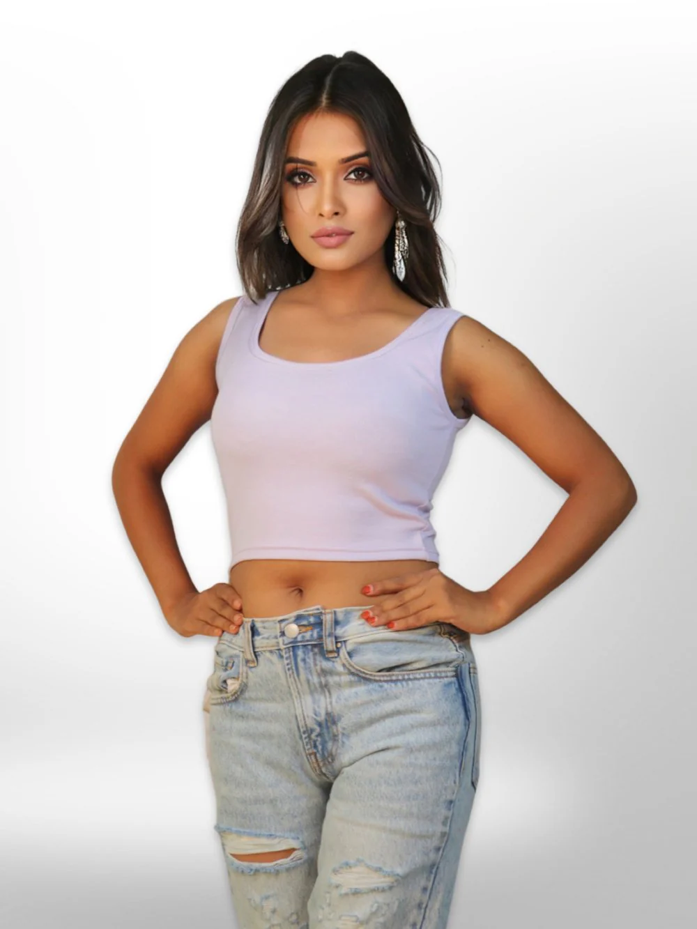 Women's Tank Casual Plain Rib Crop Tops - Image 7
