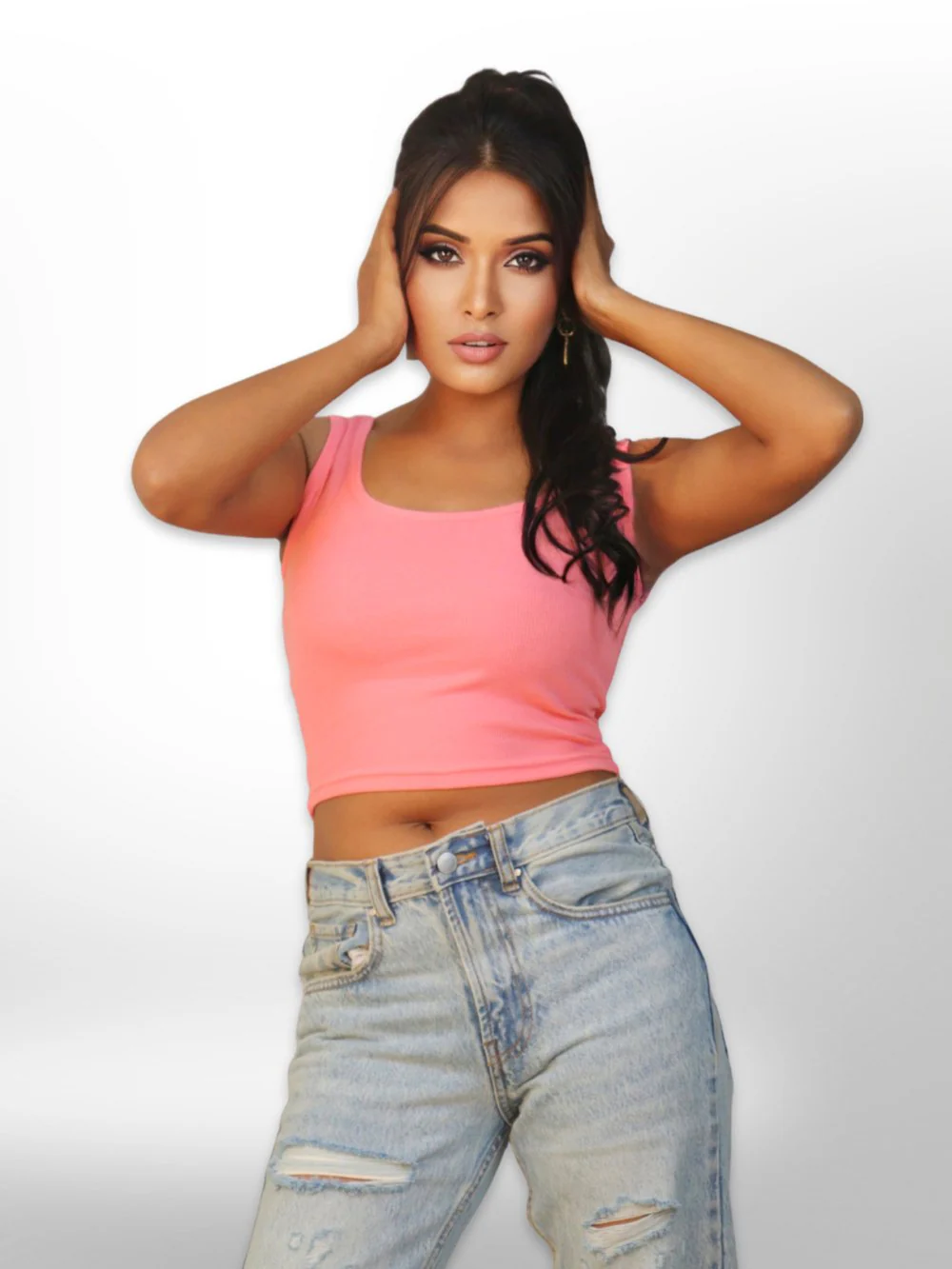 Women's Tank Casual Plain Rib Crop Tops - Image 9