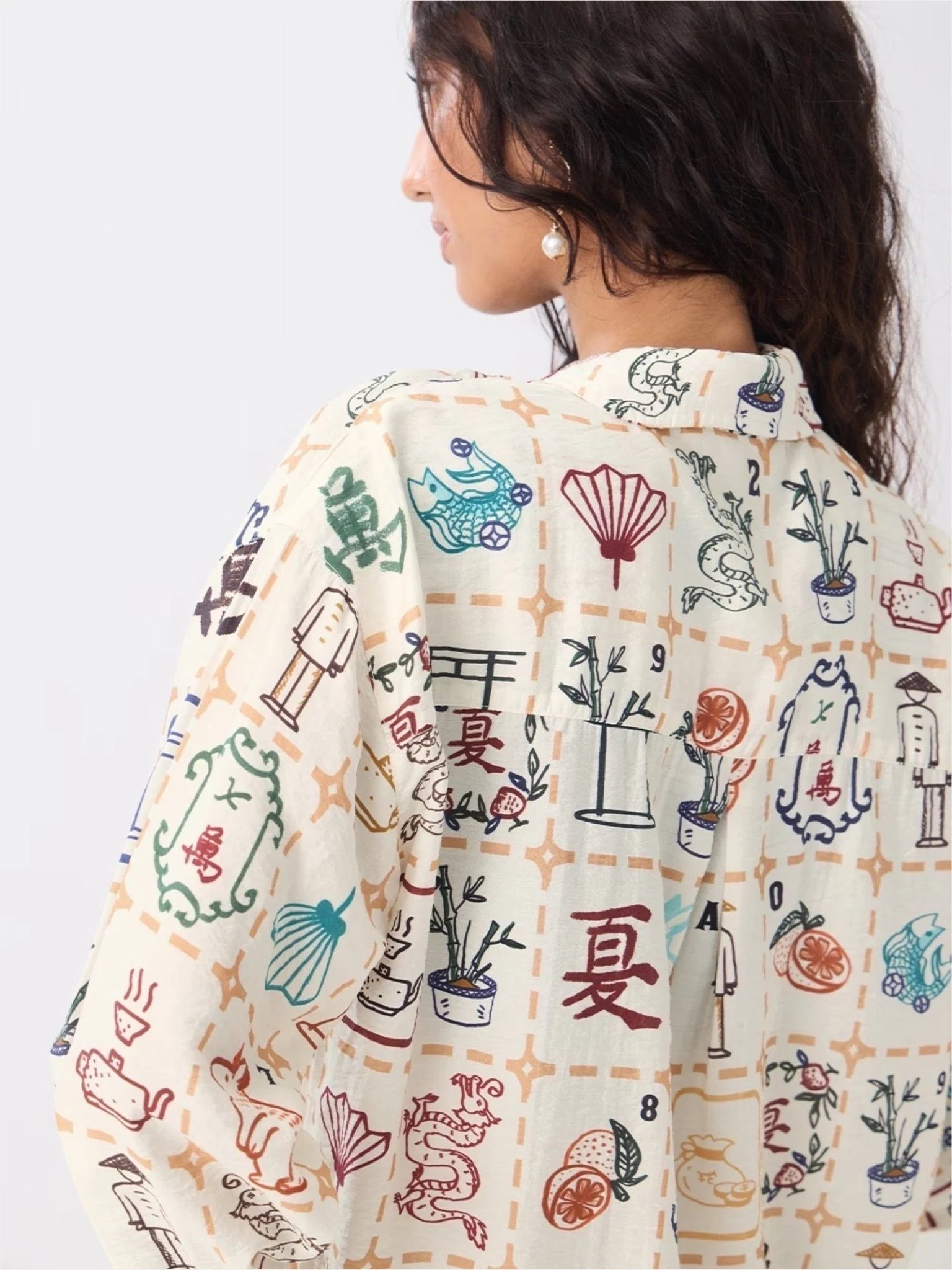 Zen Journey Off-White Printed Shirt - East Asian Heritage Graphic Shirt