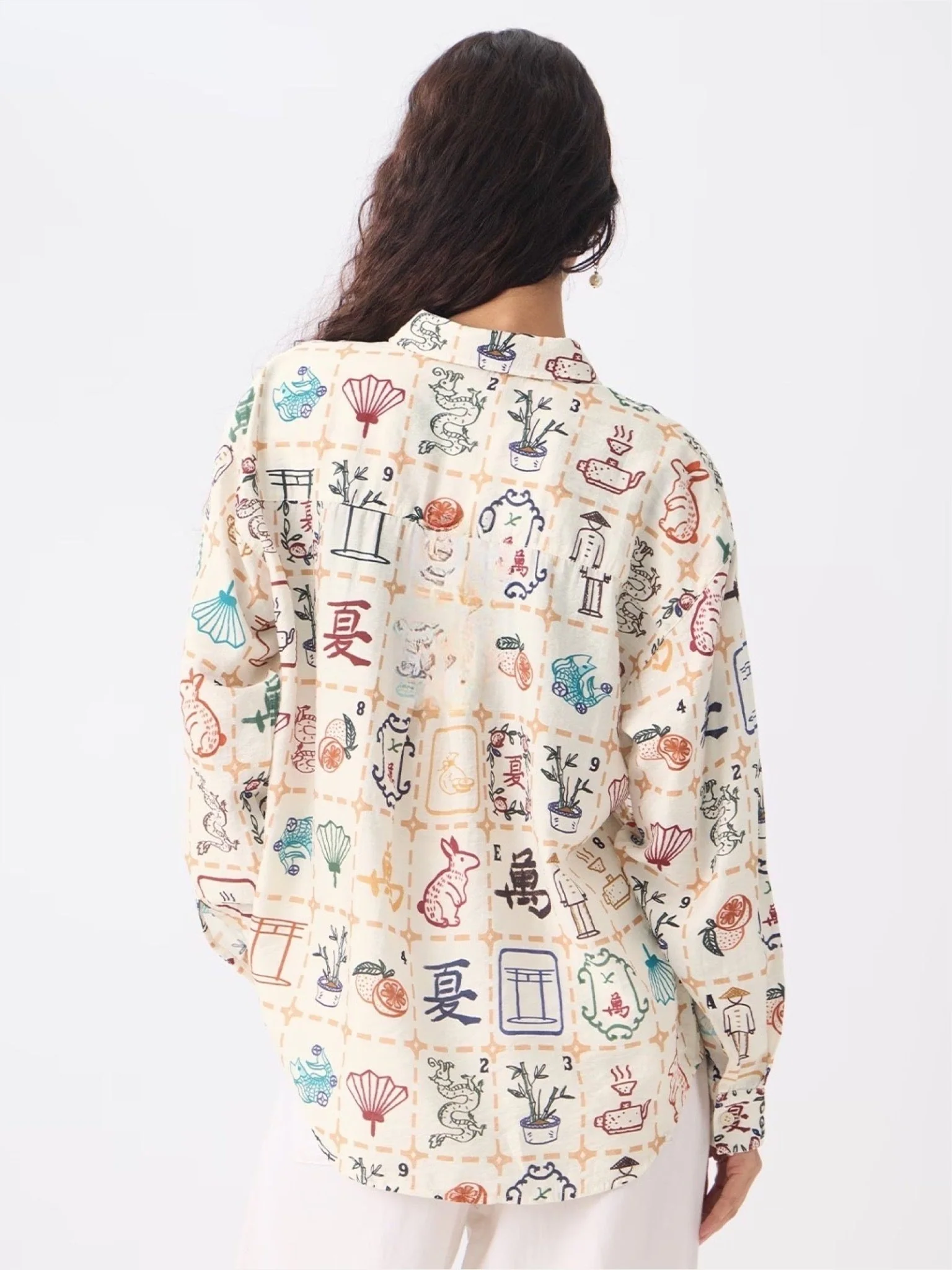 Zen Journey Off-White Printed Shirt - East Asian Heritage Graphic Shirt - Image 4