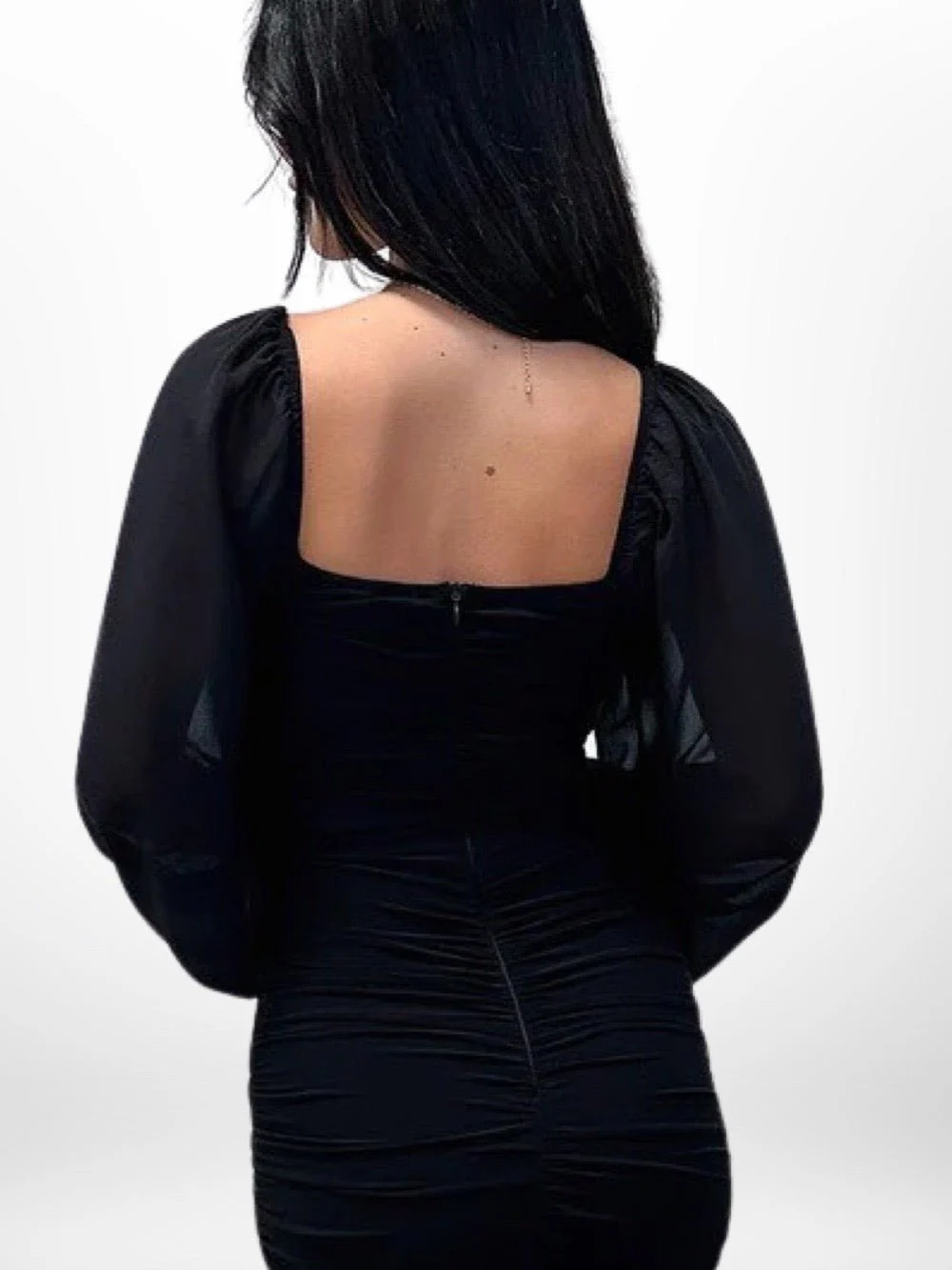 Zip-Ruched Bodycon Dress - Image 3